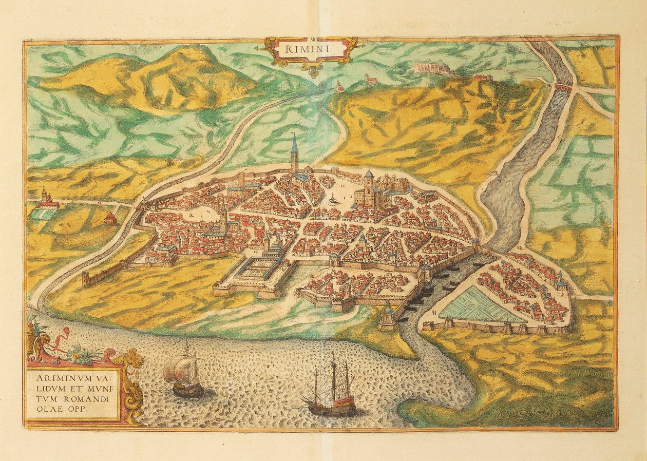 Mapa Rimini z miast świata autorstwa Georga Braun autorstwa Georg Braun and Hogenberg Franz