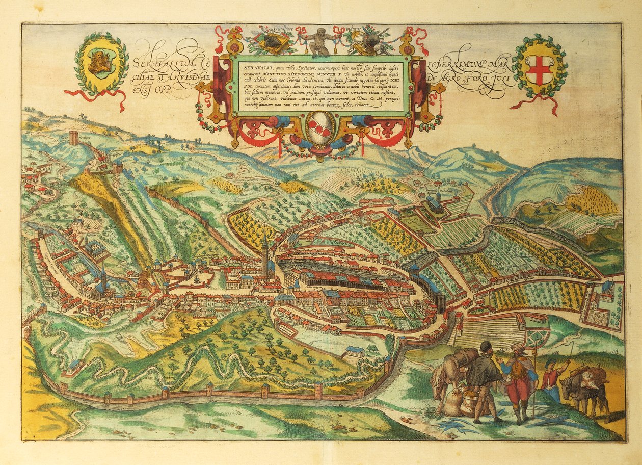 Mapa Serravalle Scrivia, region Piemontu z World Cities autorstwa Georga Braun autorstwa Georg Braun and Hogenberg Franz