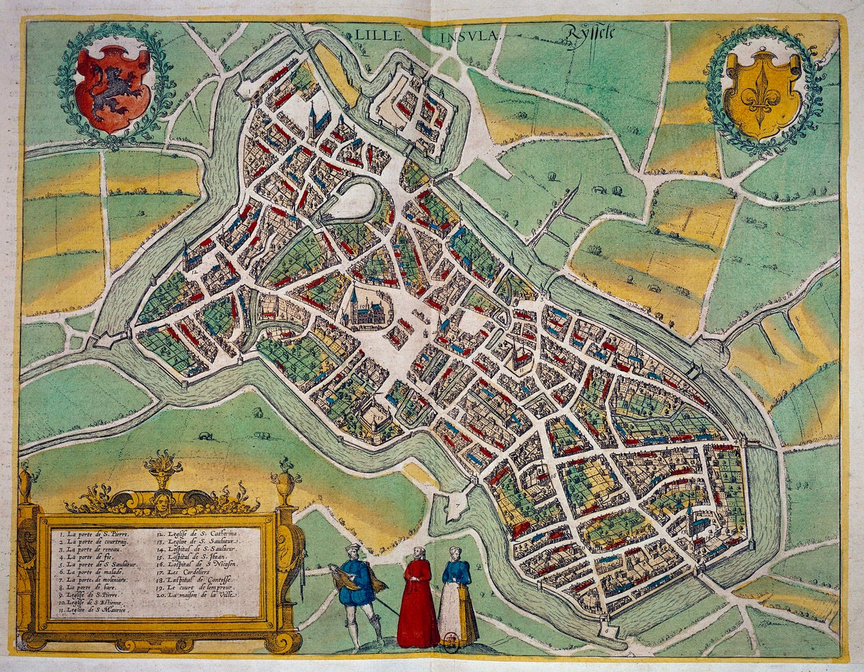 Mapa miasta Lille z „Civitates Orbis Terrarum” Georga Brauna (1541-1622) i Fransa Hogenberga (1535-1590) ok. 1572-1617. Paryż, B.N. autorstwa Georg Braun and Hogenberg Franz