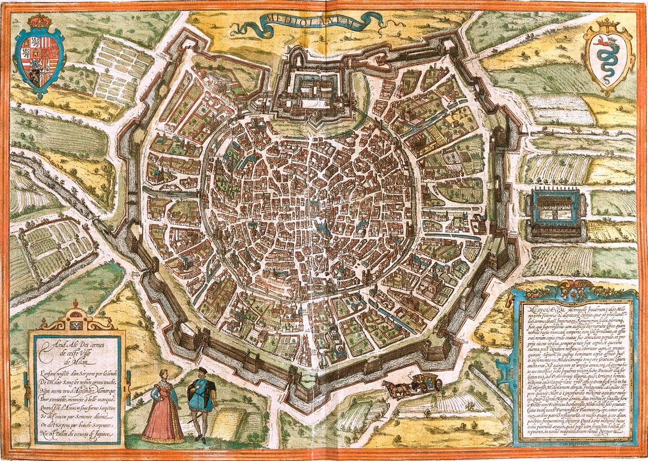 Mediolan, Włochy autorstwa Georg and Hogenberg Franz (1535 90) Braun
