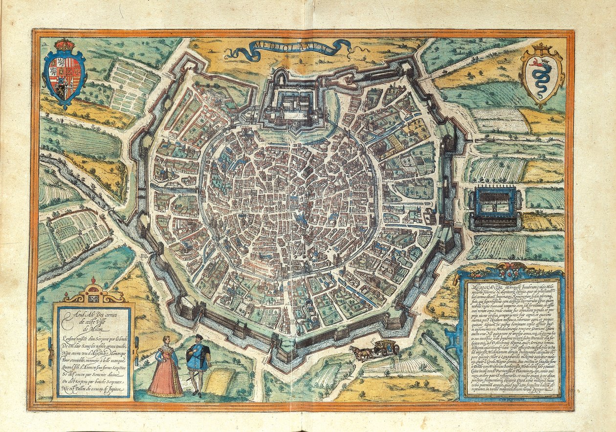 Milan z Miast Świata Georga Braun autorstwa Georg Braun and Hogenberg Franz