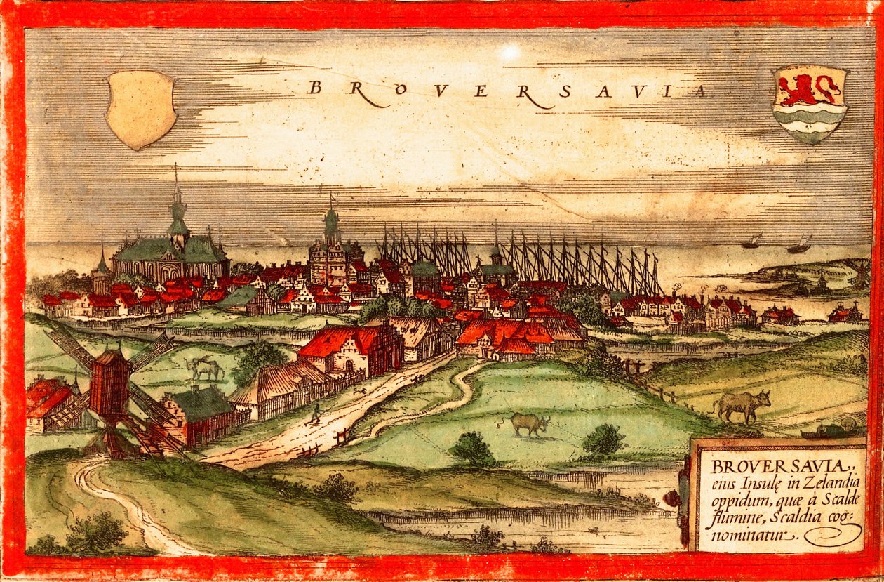 Holandia, Zelandia, Brouvershaven autorstwa Georg and Hogenberg Franz (1535 90) Braun