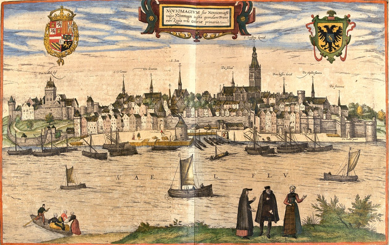 Nijmegen, Holandia autorstwa Georg and Hogenberg Franz (1535 90) Braun