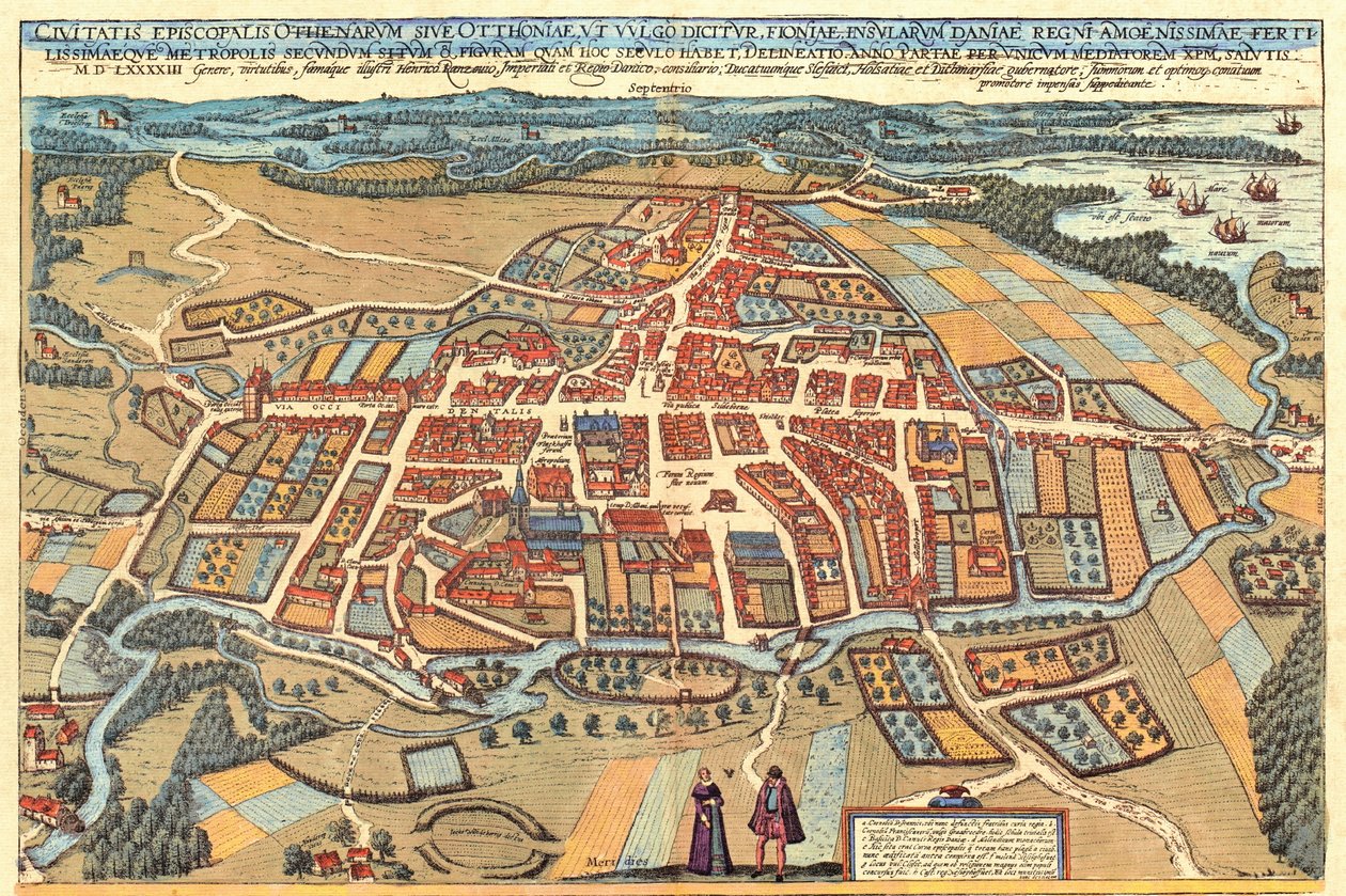 Odense, Dania autorstwa Georg and Hogenberg Franz (1535-90) Braun