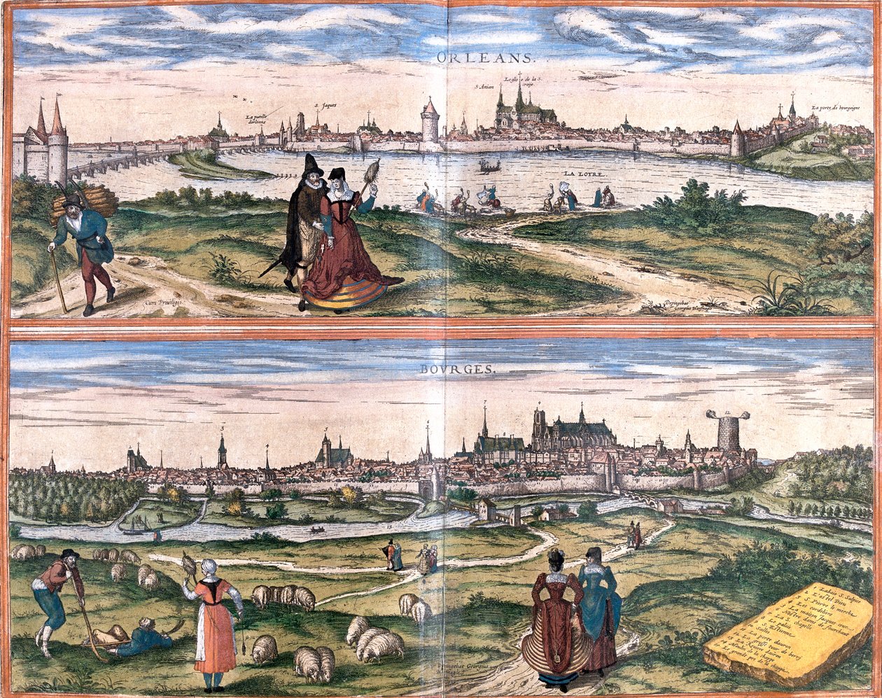 Orlean, Bourges, Francja autorstwa Georg and Hogenberg Franz (1535-90) Braun