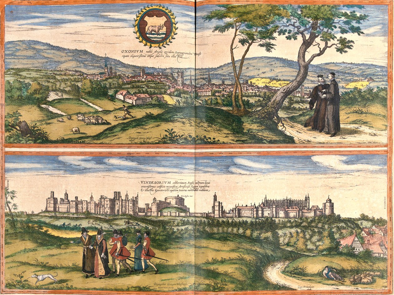 Oxford, Windsor, zamek, Wielka Brytania autorstwa Georg and Hogenberg Franz (1535 90) Braun