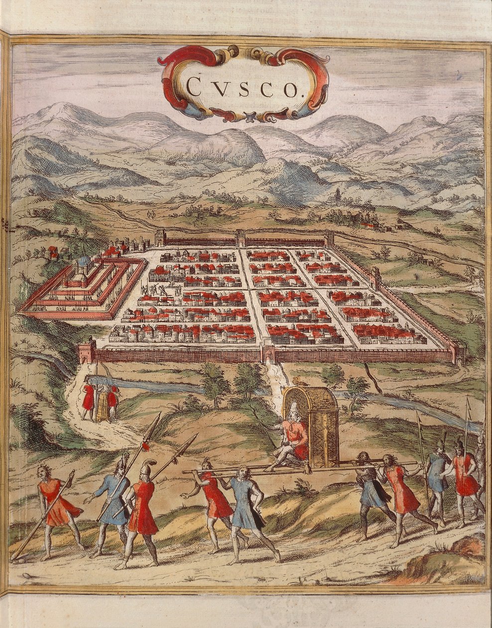 Peru, miasto Cuzco, rycina Georg Braun autorstwa Georg Braun and Hogenberg Franz