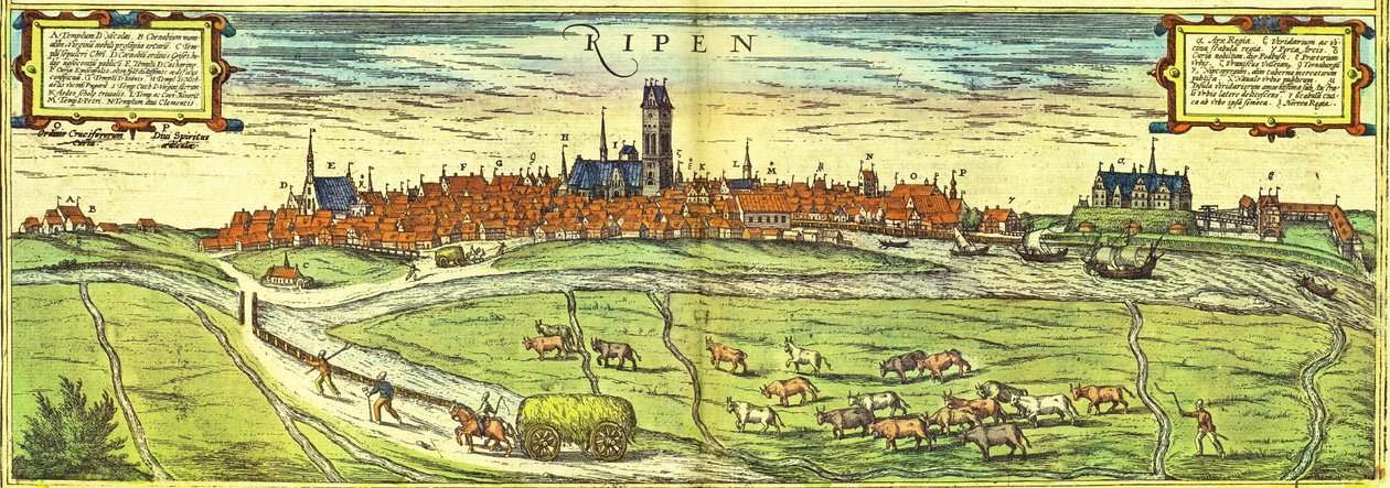 Ribe, Dania autorstwa Georg and Hogenberg Franz (1535 90) Braun