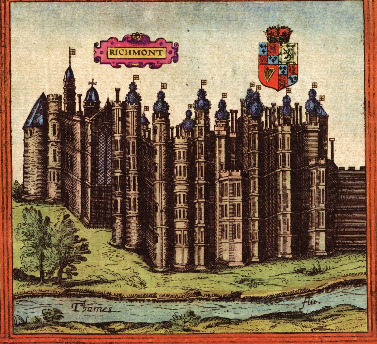 Richmond, Anglia autorstwa Georg and Hogenberg Franz (1535 90) Braun