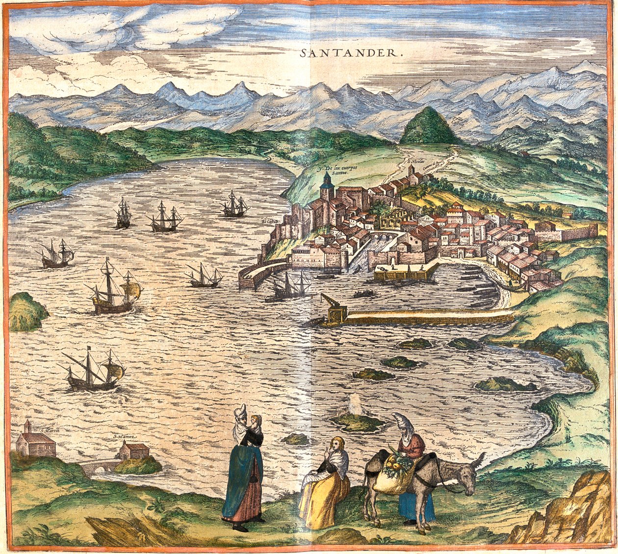 Santander, Hiszpania autorstwa Georg and Hogenberg Franz (1535 90) Braun