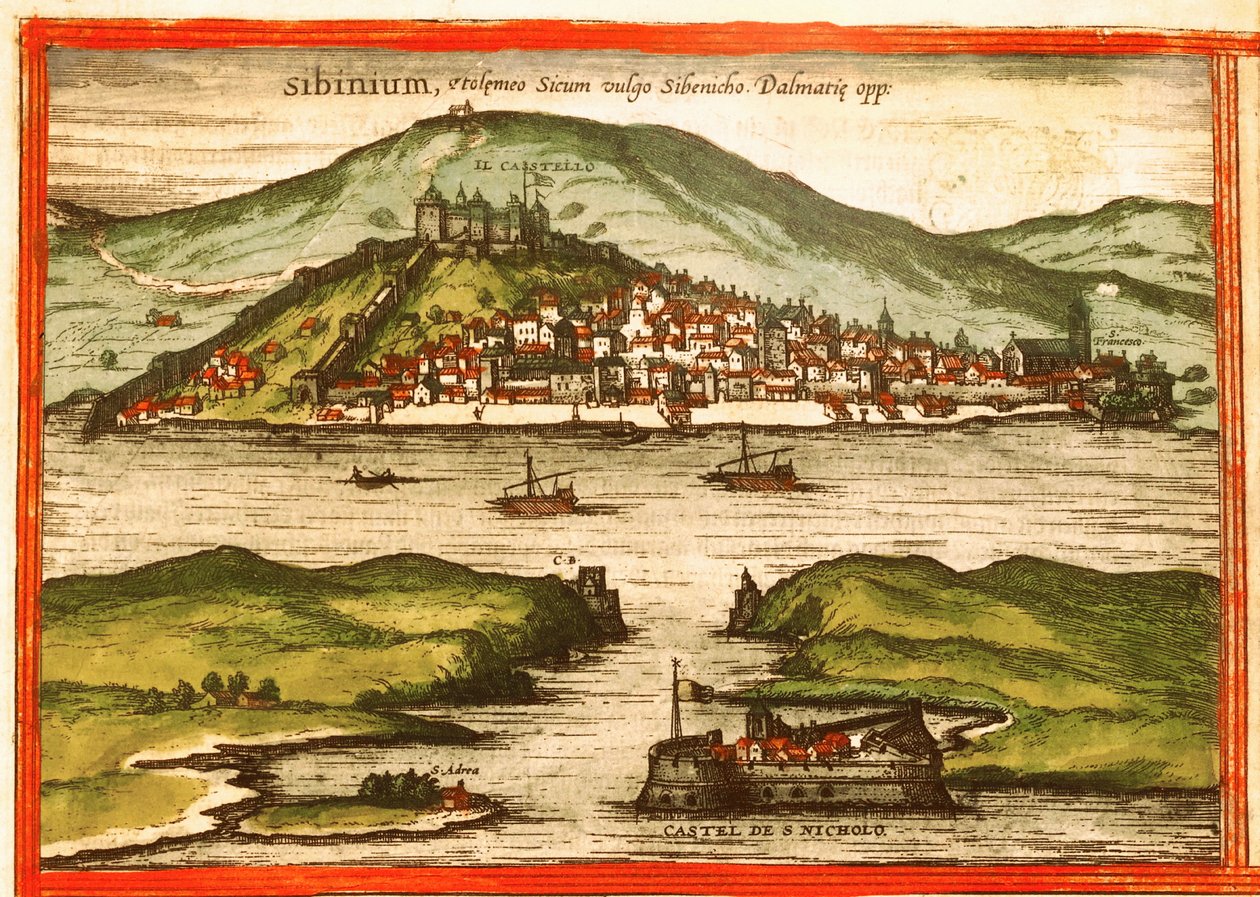Szybenik, Chorwacja autorstwa Georg and Hogenberg Franz (1535 90) Braun