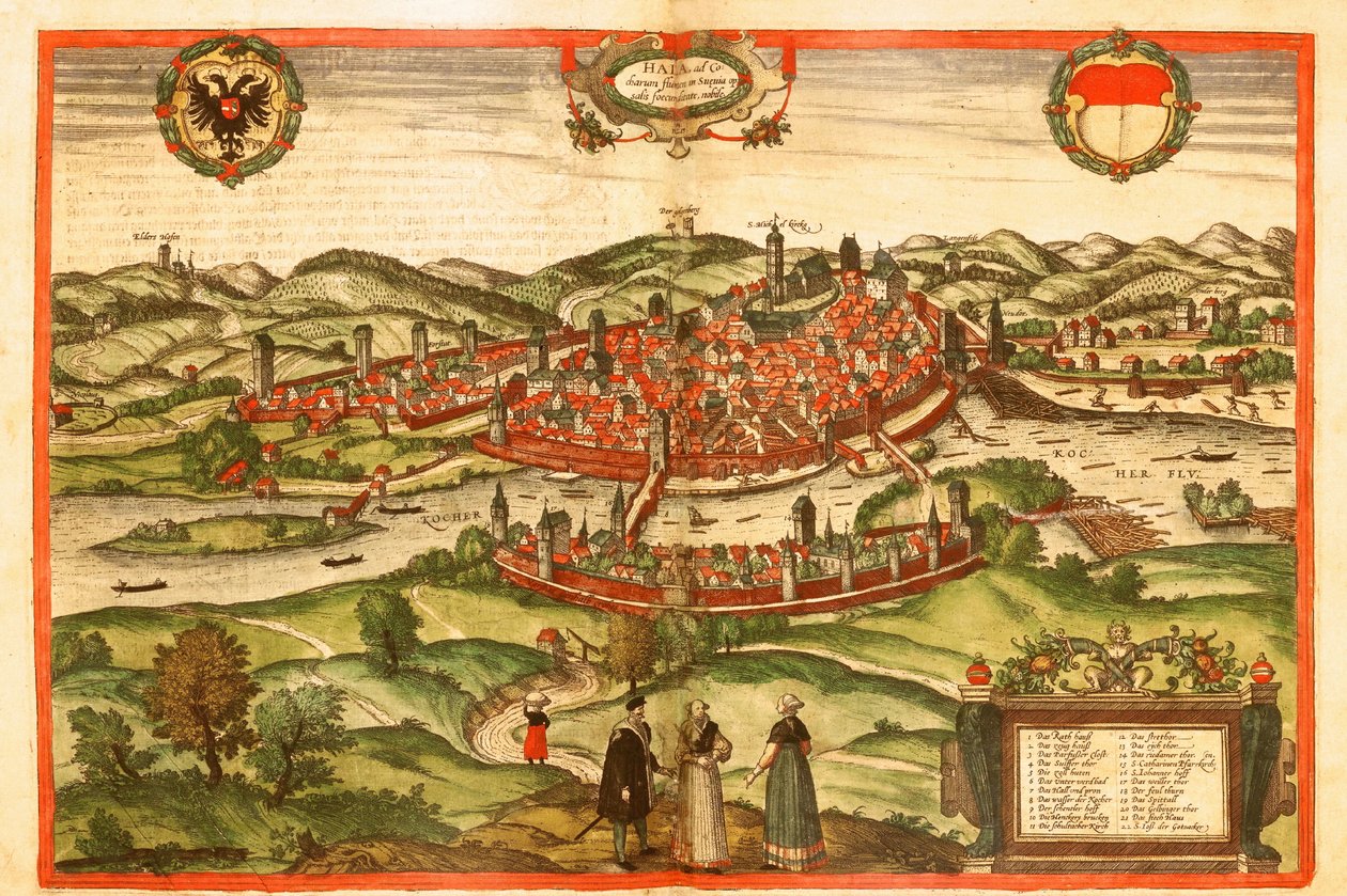 Swabischhall, Szwabia, Niemcy autorstwa Georg and Hogenberg Franz (1535 90) Braun