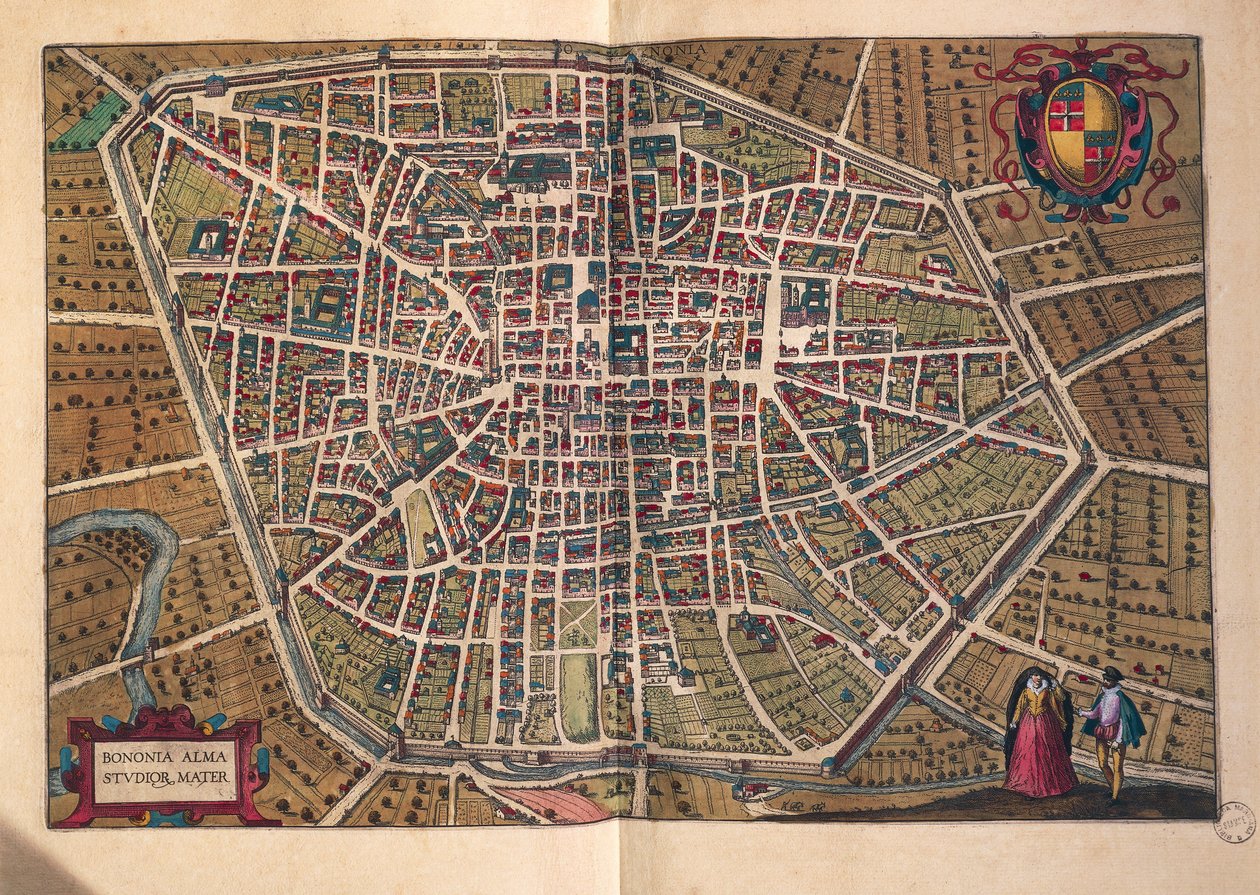 Miasto Bolonia, z „Miasta świata” Georga Braun autorstwa Georg Braun and Hogenberg Franz