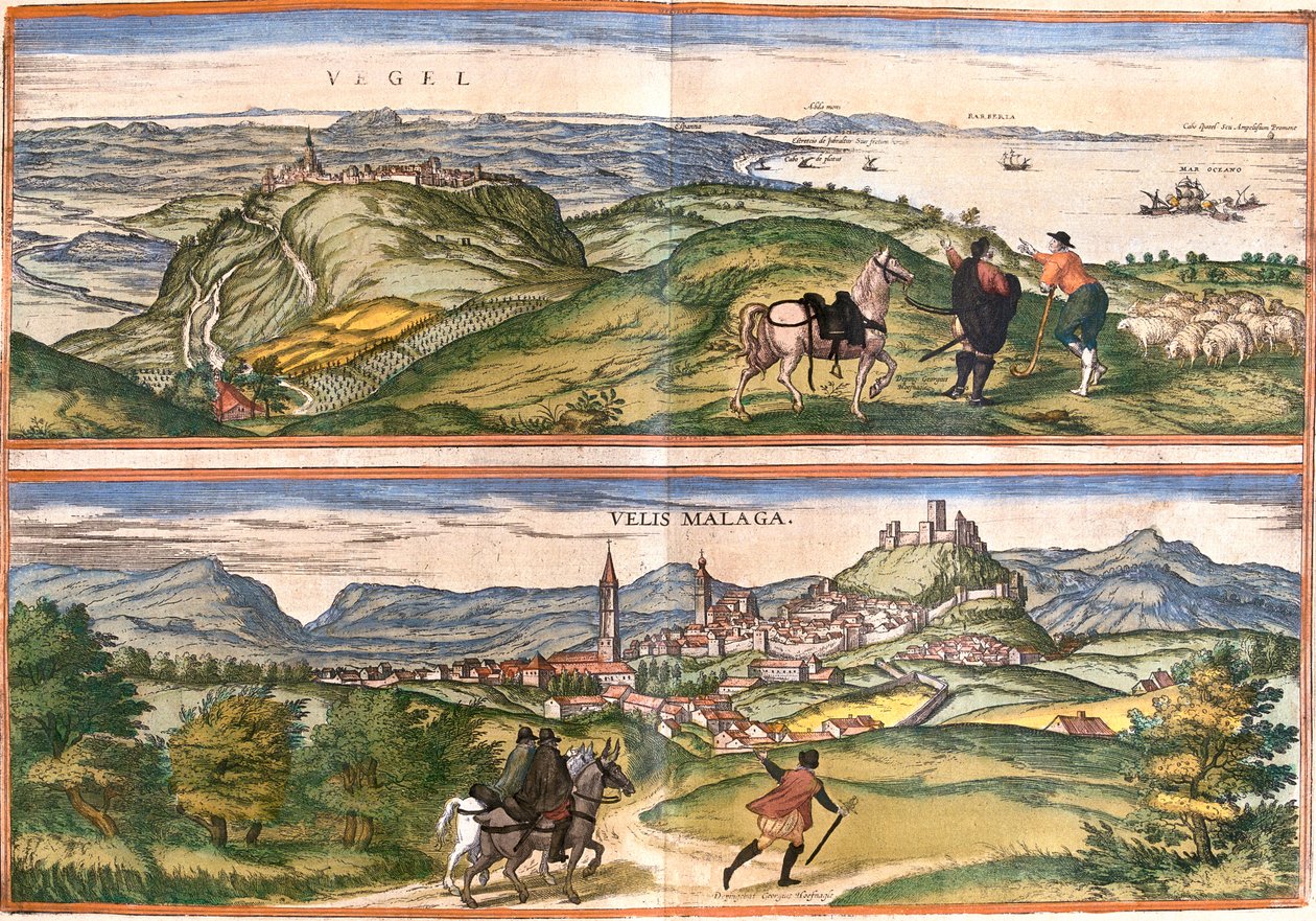 Vejer de la Frontera, Malaga, , Hiszpania autorstwa Georg and Hogenberg Franz (1535 90) Braun