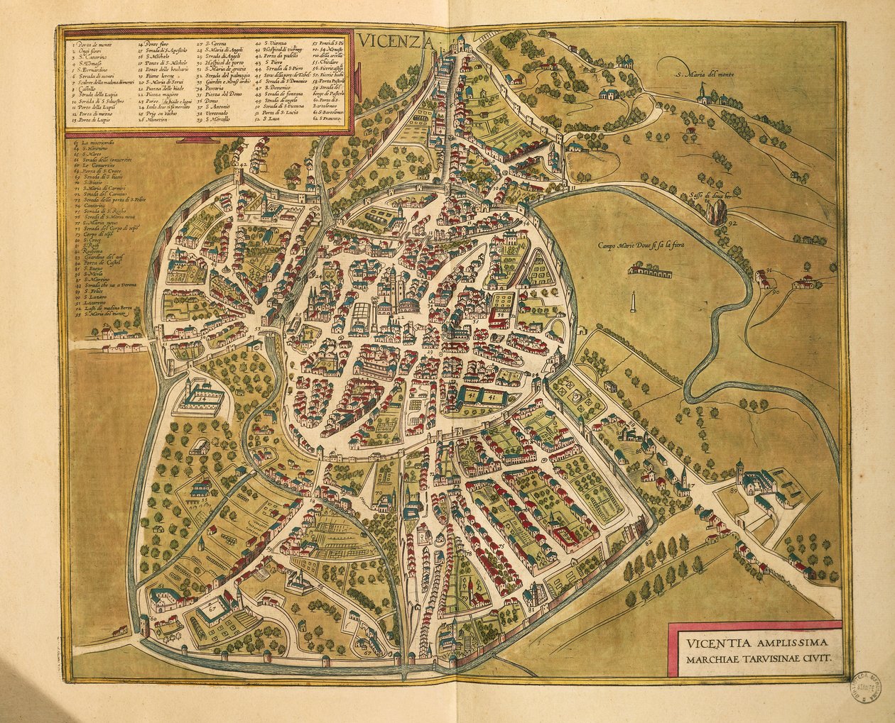 Vicenza z Miast świata autorstwa Georga Braun autorstwa Georg Braun and Hogenberg Franz