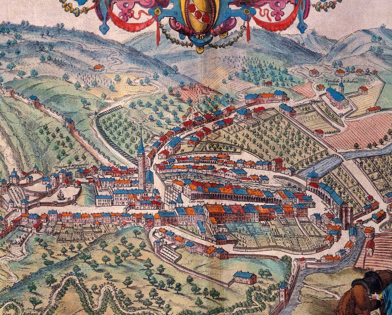 Widok Serravalle Scrivia, Georg Braun i Franz Hogenberg autorstwa Georg Braun and Hogenberg Franz