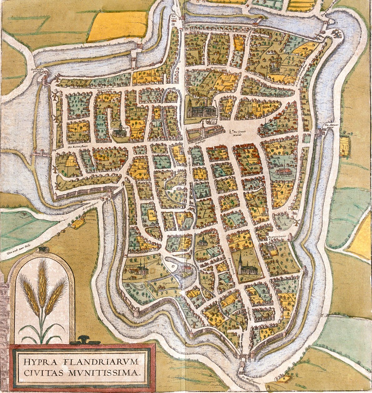 Ypres, Belgia autorstwa Georg and Hogenberg Franz (1535 90) Braun