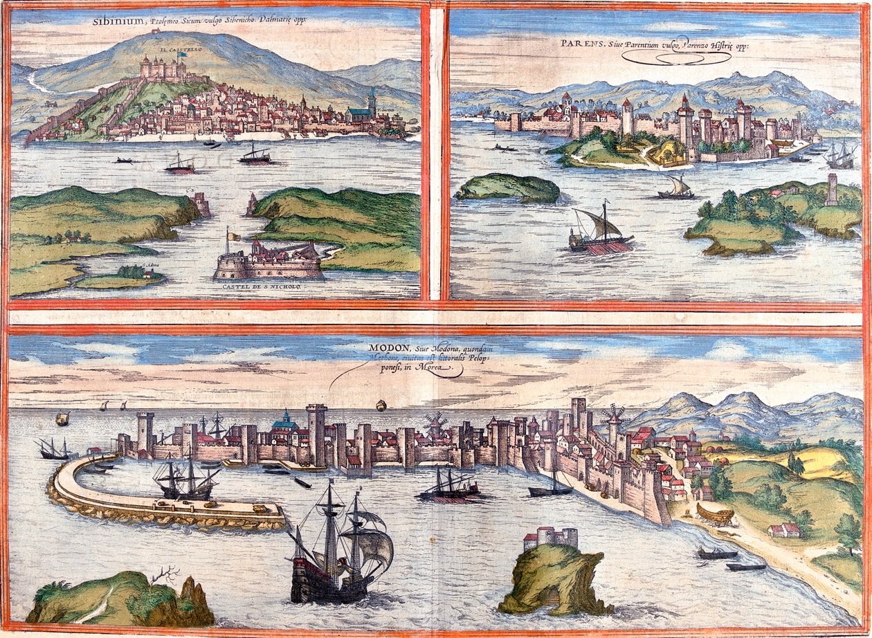 ibenik, Pore, Methoni, Chorwacja, Grecja autorstwa Georg and Hogenberg Franz (1535 90) Braun
