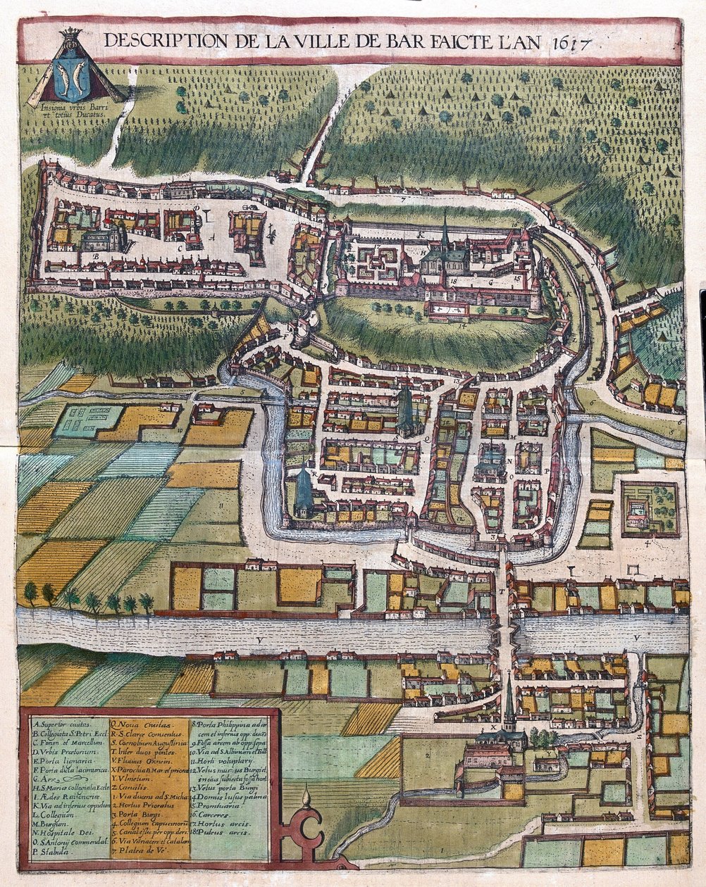 Bar le Duc, Francja (rycina autorstwa Georg Braun and Hogenberg Franz