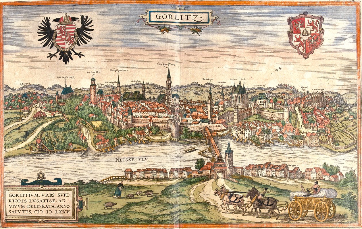 Görlitz, Niemcy autorstwa Georg and Hogenberg Franz (1535 90) Braun