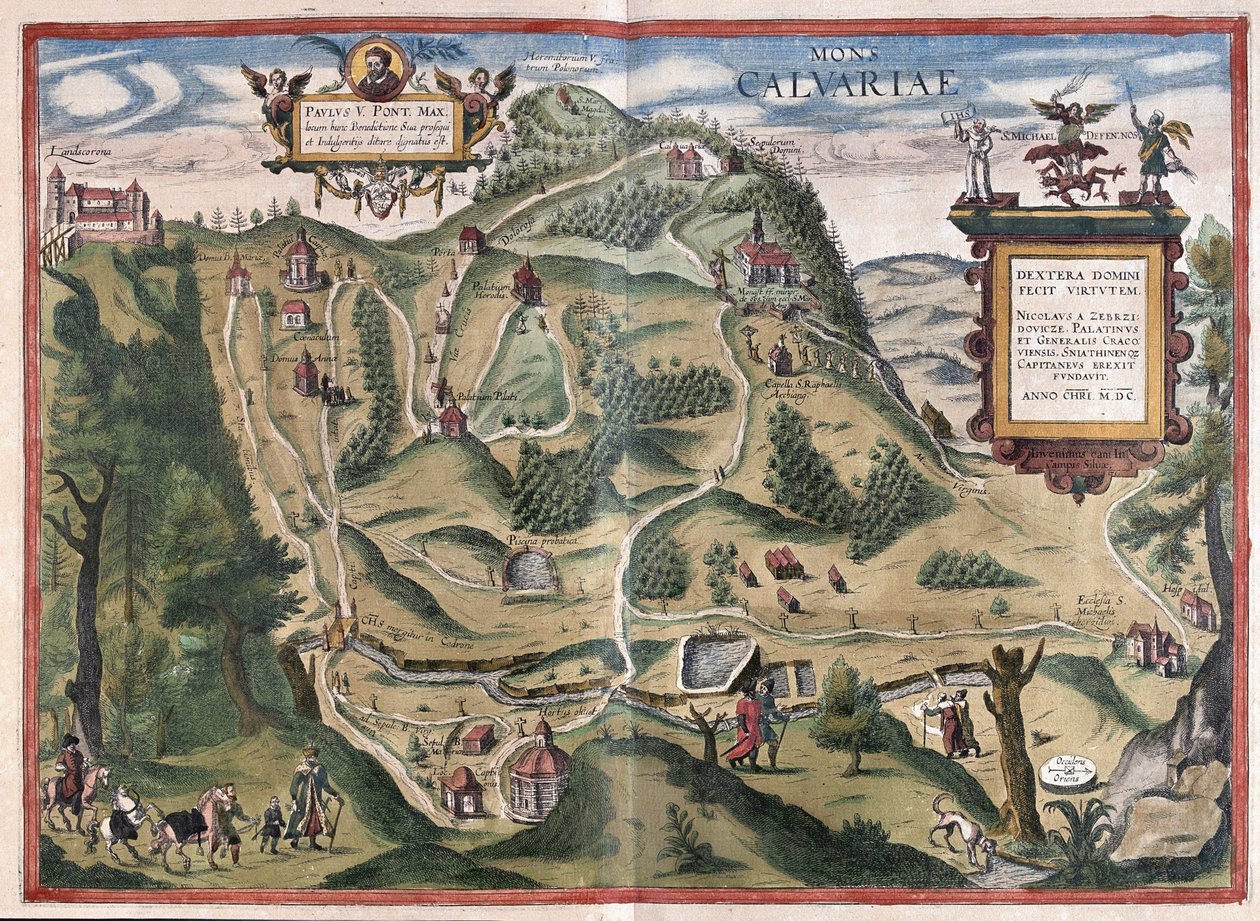 Kalwarya Zebrzydowka (southeast of Cracow), Poland (engraving autorstwa Georg Braun and Hogenberg Franz
