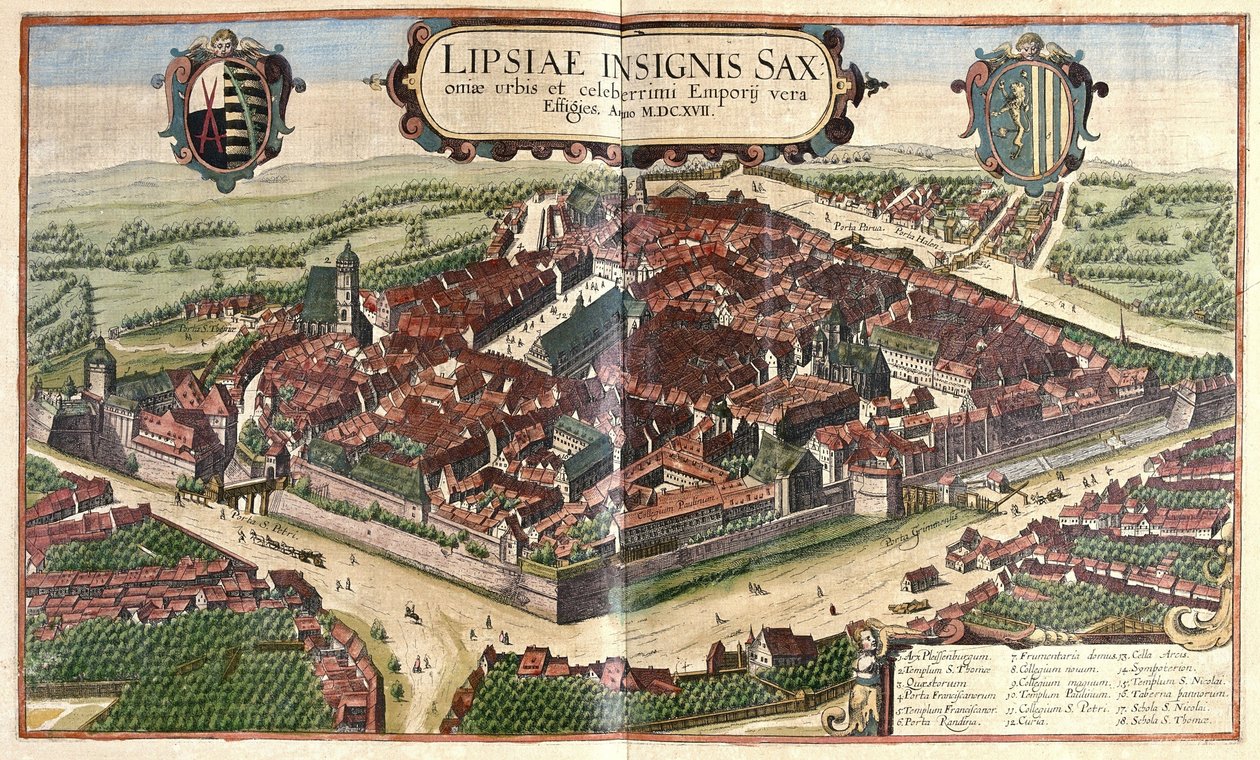 Lipsk, Saksonia, Niemcy (Grawerowanie autorstwa Georg Braun and Hogenberg Franz