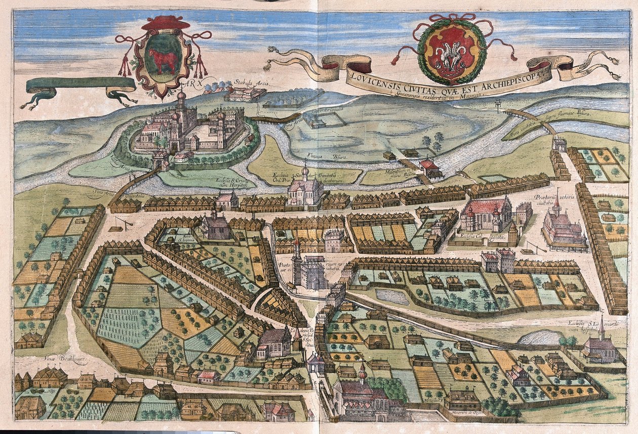 Łowicz, Polska (grafika autorstwa Georg Braun and Hogenberg Franz