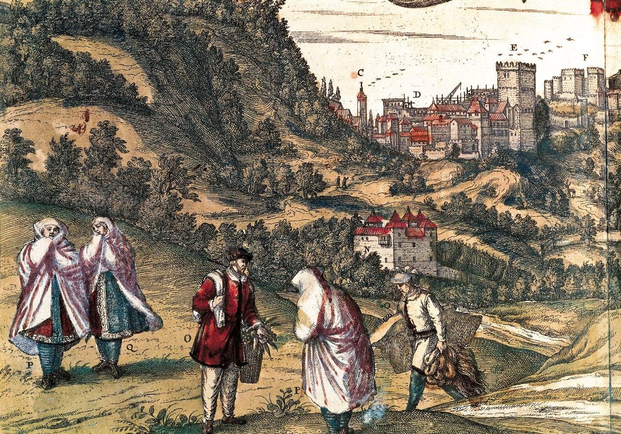Mauritius of the Alhambra, rycina George Braun w "Civitatis Orbis Terrarum" Franza HOGENBERGA (1535-1590), pod redakcją Gottfrieda Kempesena w Kolonii w sześciu tomach autorstwa Georg Braun and Hogenberg Franz