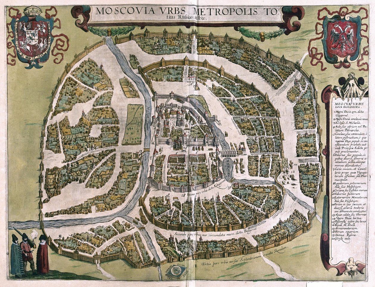 Moskwa, Rosja (grawerowanie autorstwa Georg Braun and Hogenberg Franz