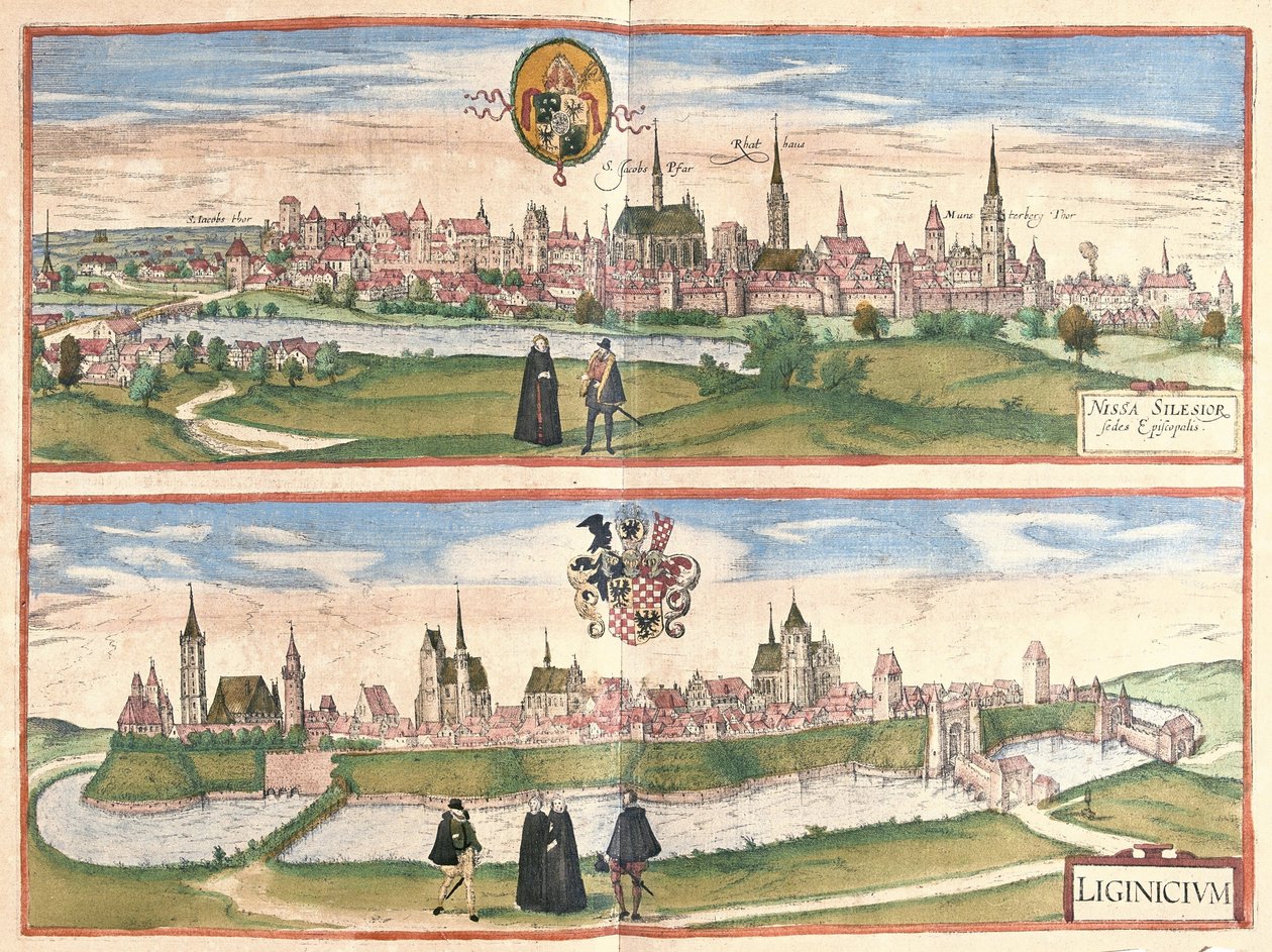 Nysa i Legnica (Legnica), Polska (rycina autorstwa Georg Braun and Hogenberg Franz