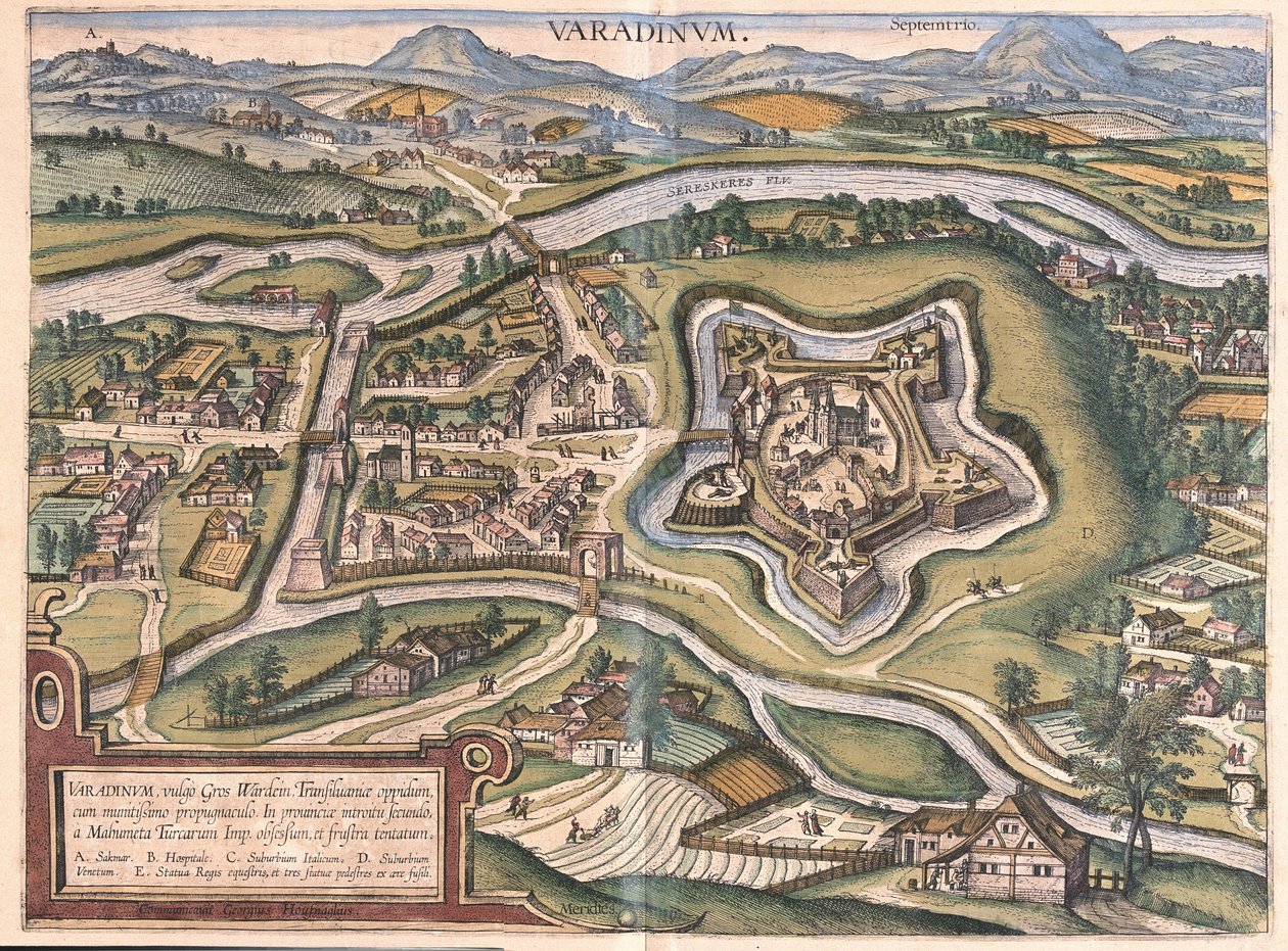 Oradea (lub Oradea Mare), Rumunia (grawerowanie autorstwa Georg Braun and Hogenberg Franz