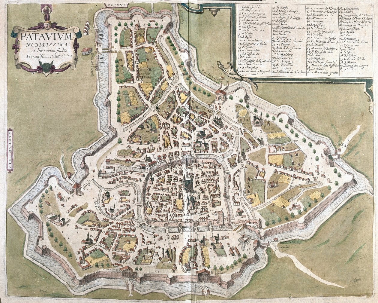 Padwa, region Veneto, Włochy (grawerowanie autorstwa Georg Braun and Hogenberg Franz