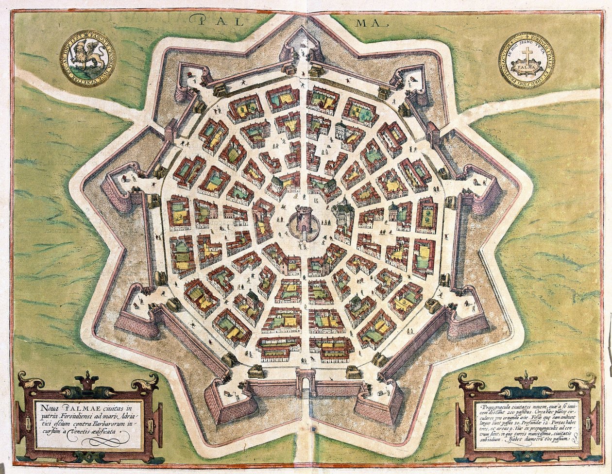 Palmanova, prowincja Udine, Włochy (rycina autorstwa Georg Braun and Hogenberg Franz