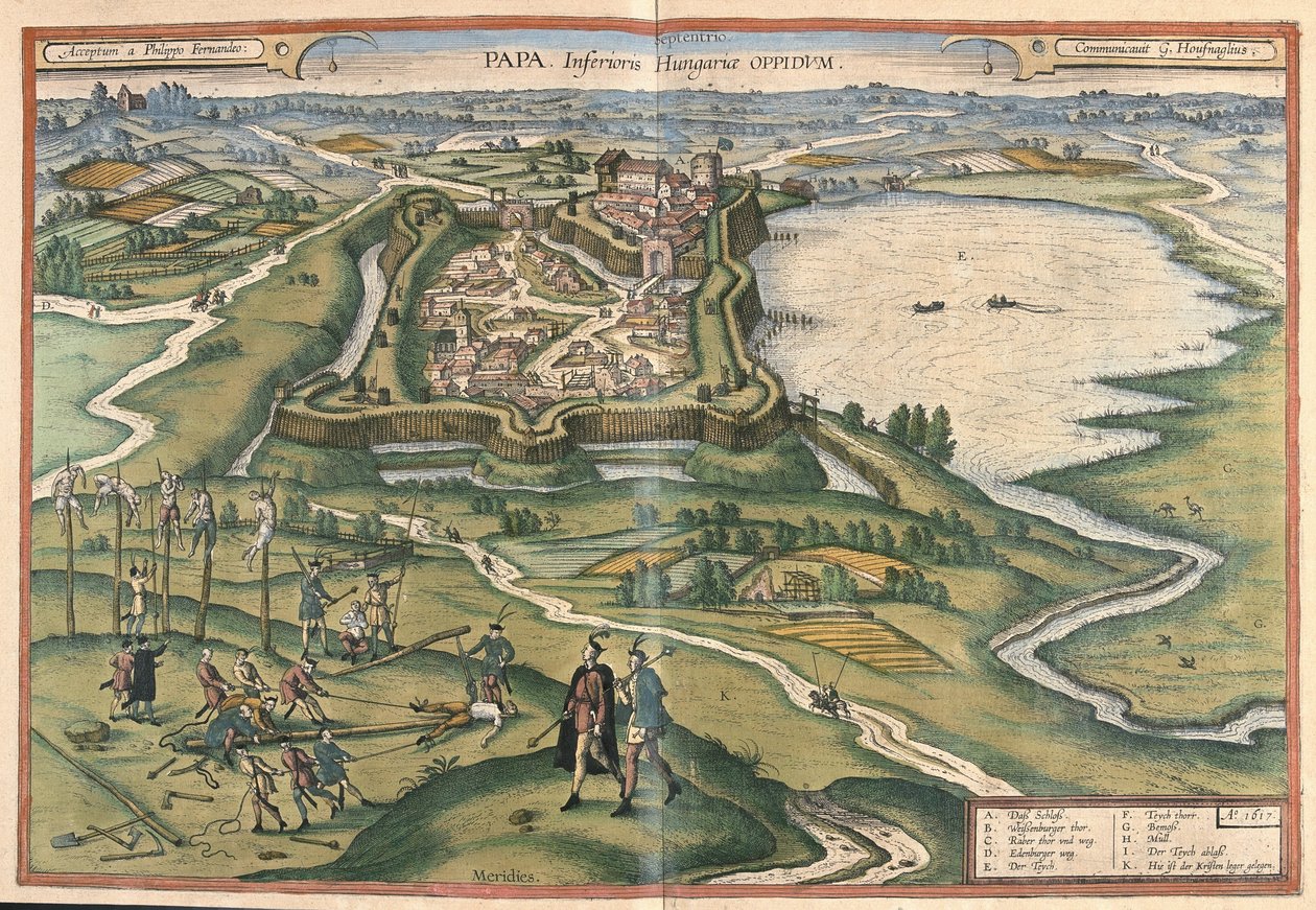 Papa, Węgry (rycina autorstwa Georg Braun and Hogenberg Franz