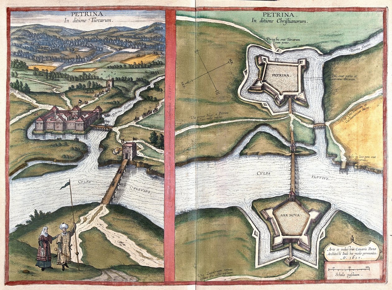 Petrinja, Chorwacja (grawerowanie autorstwa Georg Braun and Hogenberg Franz