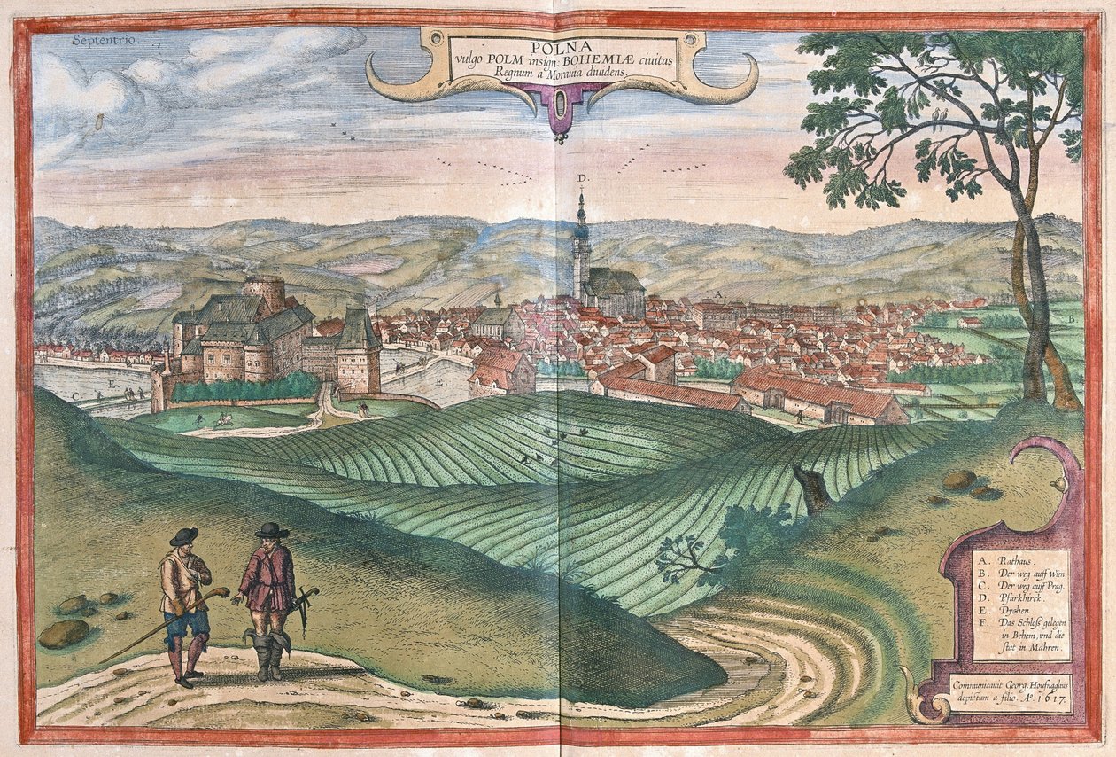 Polna, Czechy (grawerowanie autorstwa Georg Braun and Hogenberg Franz