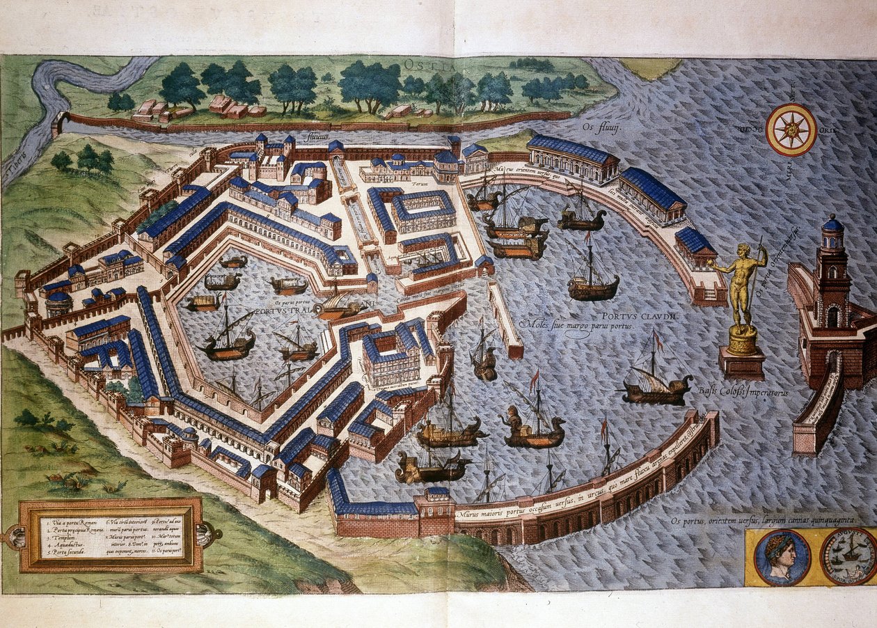 Port Ostia (Ostia) Ancient, Atlas Bram i Hopely autorstwa Georg Braun and Hogenberg Franz
