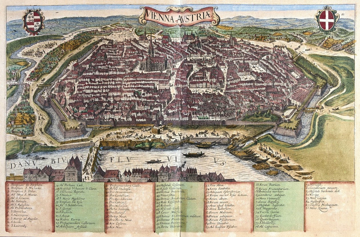 Wiedeń, Austria (grawerowanie autorstwa Georg Braun and Hogenberg Franz