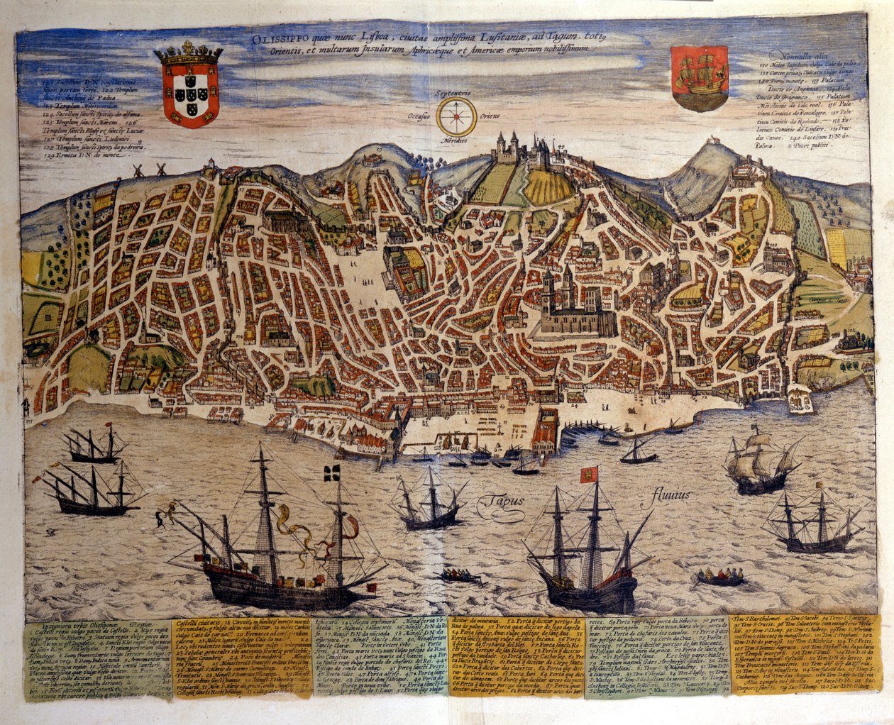 Widok na Lizbonę pod koniec XVI wieku. Atlas „Civitates Orbis Terrarum” autorstwa Brauna i Hogenberga autorstwa Georg Braun and Hogenberg Franz