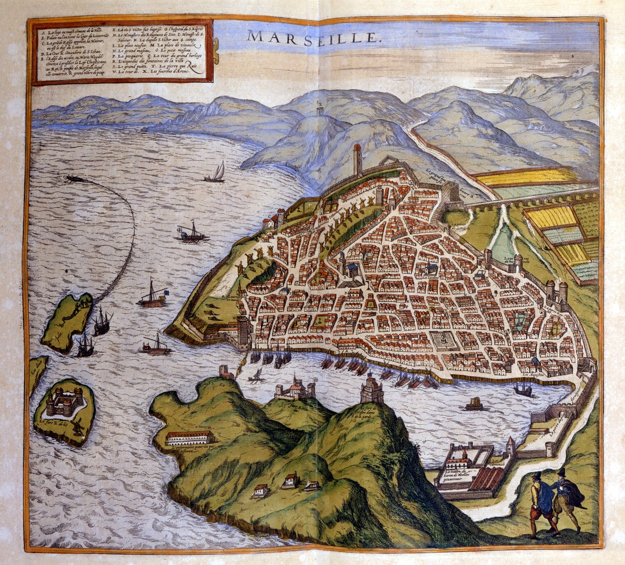 Widok Marsylii z atlasu Brauna i Hogenberga autorstwa Georg Braun and Hogenberg Franz