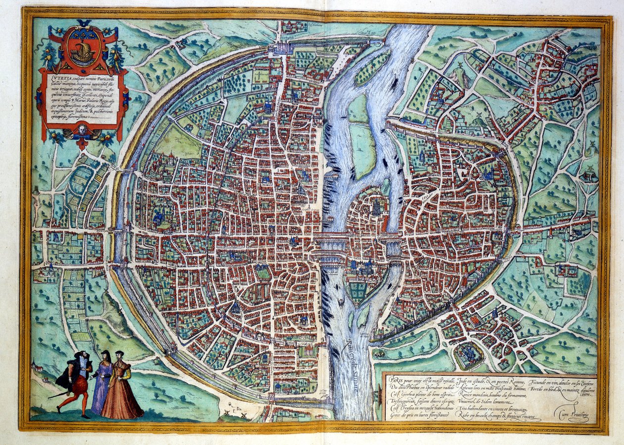Widok na Paryż pod koniec XVI wieku. Atlas de Braun i Hogenberg, Amsterdam autorstwa Georg Braun and Hogenberg Franz