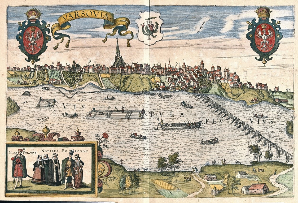 Warszawa, Polska (grafika autorstwa Georg Braun and Hogenberg Franz
