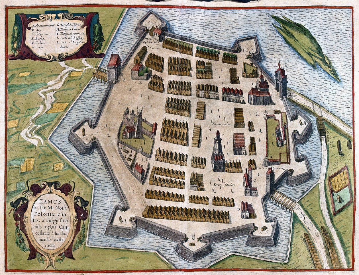 Zamość, Polska (grafika autorstwa Georg Braun and Hogenberg Franz