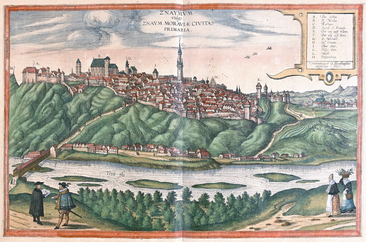 Znojmo, Czechy (grafika autorstwa Georg Braun and Hogenberg Franz
