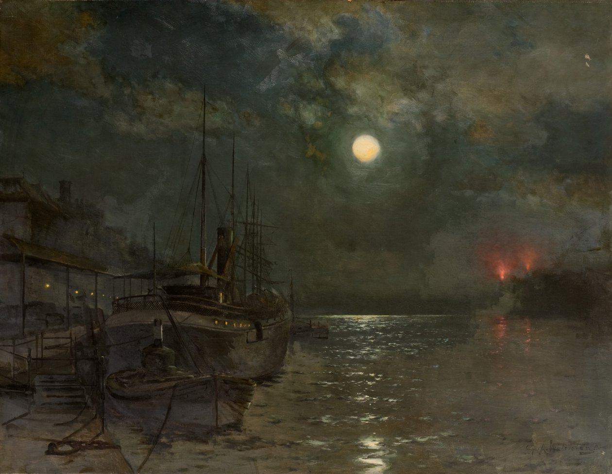 Światło księżyca nad Tyne | George Anthony Waterston