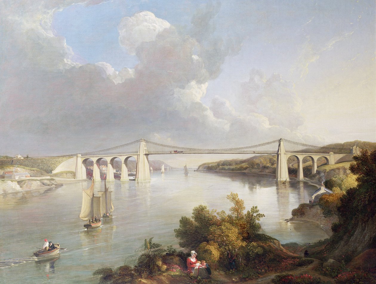 Most Menai, Północna Walia autorstwa George Arnald