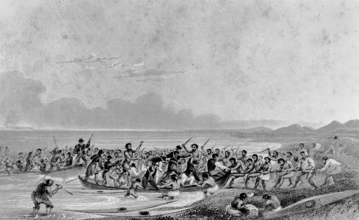 Eskimosi plądrują łodzie ekspedycyjne Franklins, 1826 r autorstwa George Back