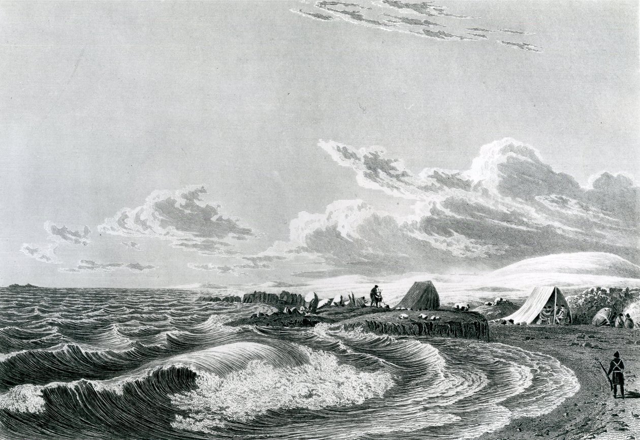 Wyprawa Franklina obozowała w Point Turnagain, 1821 r. autorstwa George Back