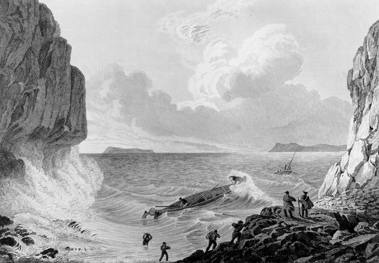 Wyprawa Franklins lądująca podczas burzy, 1821 autorstwa George Back
