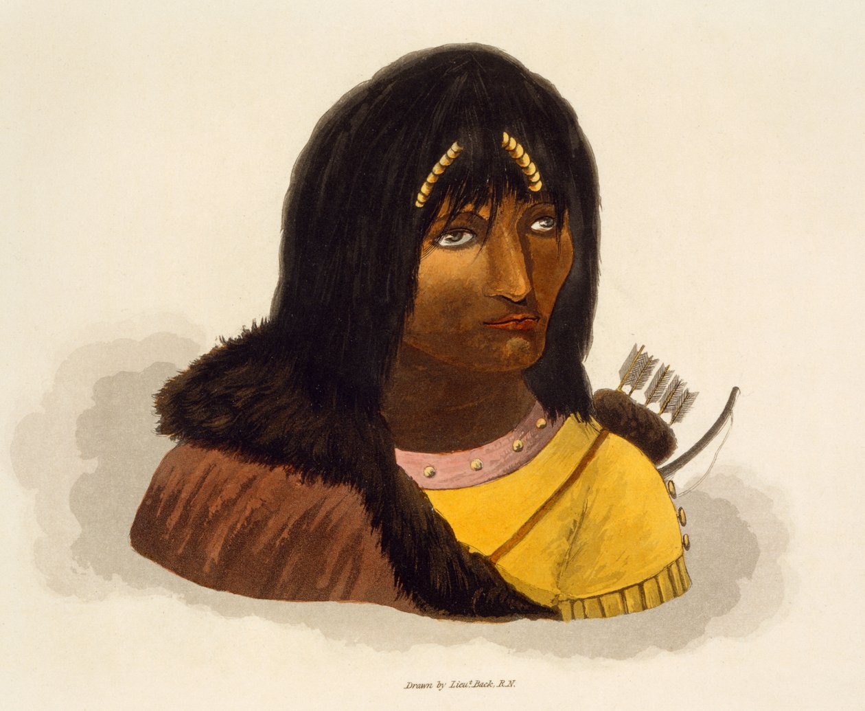Portret kamiennego Indianina, z „Narracji o podróży do brzegów Morza Polarnego w latach 1819-22” autorstwa Johna Franklina (1786-1847) 1823 autorstwa George Back